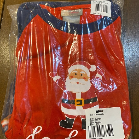 Girls Christmas Pajama Jammies top bottom set NEW Large - Picture 3 of 9